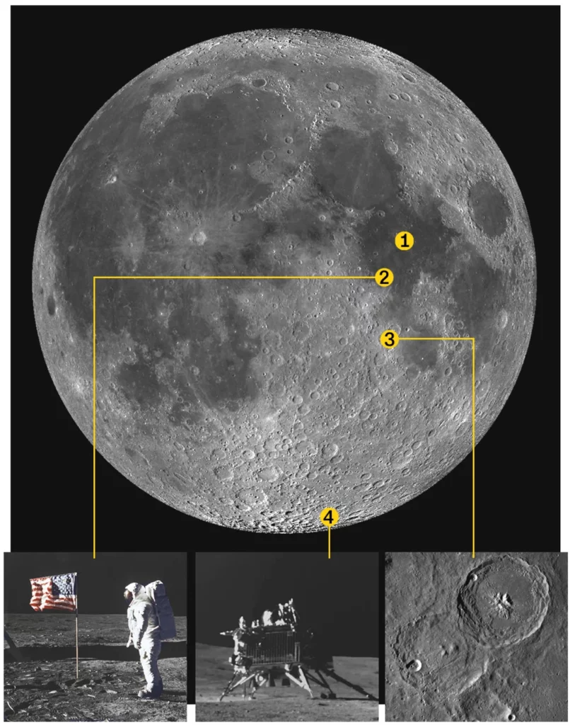 The moon landing locations